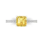 1.66 ct Cushion Real Citrine Promise Bridal Wedding Designer Ring 14k White Gold