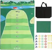 Chipping Golf Game Mat, Indoor Stick Chip Game Training Carpet Set with 20 Balls, 6 Ground Stakes, Chipping Game Play Toy Mat for Adults Kids Children, 4+