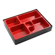 Yanco China CR-610 Two-Tone Black/Red Melamine 10.25" x 8" Sushi Bento Box