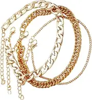 [WRITWAA] Unique Metal Chain Anklets 3pcs Retro Style Anklet Jewelry Foot Pendant Chain Ideal Present for Girlfriend Friends