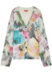 Stine Goya Elba Printed Ribbed-knit Cardigan - Multicoloured 1 - S (UK8-10 / S) S (UK8-10 / S)