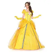 Adults Women Beauty And The Beast Belle Dress Night Gown Fancy Dress Costume Cosplay Party Dress With Gloves Gifts - 2XL