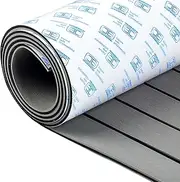 OCEANBROAD Boat Flooring EVA Foam Self-Adhesive 48''x16.8'' Faux Teak Marine Boat Decking Sheet for Jon Boats Yacht Floor, Gray with Black Seam Lines