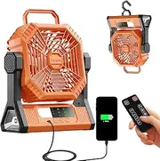 Table Fan Portable Fan for Camping with LED Lantern,10000mAh Rechargeable Battery,30H Runtime,USB-C Fast Charging,3 Speeds Strong Airflow,Cordless for Travel Barbecue Home Office Tent Desk