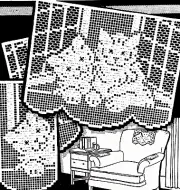6688 Vintage 1940 AB Filet "WINDOW KITTIES" Pattern to Crochet (Reproduction)