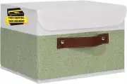 Storage Boxes with Lids Washable Decorative Storage Bins Basket with PU Leather