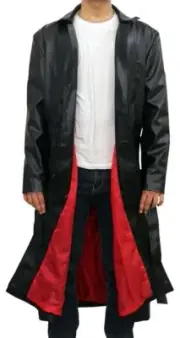 Mens Celebrity Wesley Snipes Blade Trinity Leather Long Trench Coat - XXS-4XL