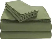 Tribeca Living Solid 5 oz Flannel Extra Deep Pocket Sheet Set, King, Green