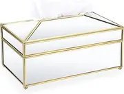 Sumnacon Rectangular Glass Paper Tissue Box, Decorative Glass Napkin Storage Box, Facial Tissue Holder for Dresser, Bathroom, Bedroom, Home Decor, Office, Bar, Restaurant, Large Mirror