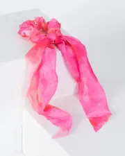 Pink Soft Tie-Dye Print Hair Tie