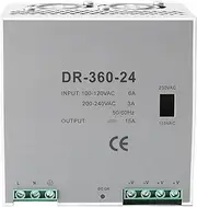 AC to DC Power Supply, 360W Switching Power Converter, 100-120V AC AC Input, Din Rail Mount for Industrial Applications (24V Output)