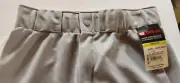 Wilson Youth Large Gray Baseball Softball Pants, Zip & Snap, Ribbed Cuff NEW
