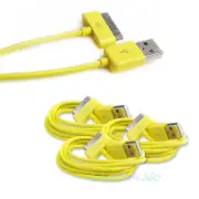 3PCS USB SYNC DATA POWER CHARGER CABLES NEW IPAD IPHONE IPOD CLASSIC NANO YELLOW