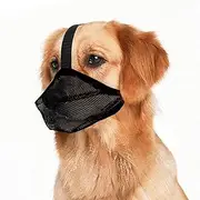 Dog Muzzle with Mesh Cover Muzzles,Adjustable Strap Mesh Cover Breathable Basket Muzzles Prevent Prevent Eating Poop, Biting,Licking and Chewing Dog Mask Mouth Guard Muzzle (Black, L)