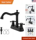 Elegant Matte Black Bathroom Sink Faucet with 360° Swivel Spout & Cross Handles