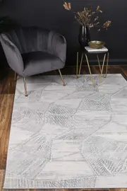 Isaiah Grey Tiled Geometric Rug