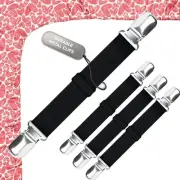 Bed Sheet Straps Set | Easy to Use Adjustable Elastic Fasteners with Metal Cl...