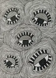 Original ACEO Ink Pen Abstract Outsider Eyes Signed Mini Psychedelic Trippy Art