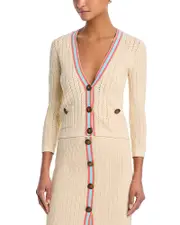 L'Agence Irvin Pointelle Cropped Cardigan
