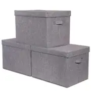3 Pack Large Foldable Storage Box with Lids Fabric Storage Cube Organizer Clo...