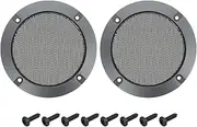 uxcell 2 Pcs 4inch Black Speaker Grill Mesh Metal Woofer Guard Protector Dust Cover Iron Gray Decorative Circle ABS Frame with Screws for Home Audio Car Speaker Replacement