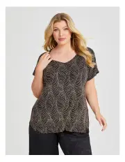 [Taking Shape] Jessabell Sparkle Top in Black/Gold