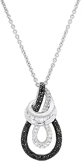 [Dazzlingrock Collection] 0.25 Carat (ctw) Baguette & Round White & Black Diamond Ladies Teardrop Pendant 1/4 CT, Sterling Silver