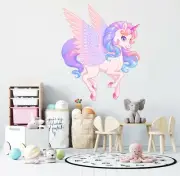 3D Pink Unicorn A784 Animal Wallpaper Mural Poster Wall Stickers Decal Zoe