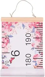 Kisangel 1Pc Rose Flower Pattern Growth Chart Ruler Canvas Height Measuring Tape for Wall Decoration Adorable Nursery Decor for Boys Removable