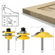 1/4" Shank Raised Panel Cabinet Door Router Bit Woodwork Milling Cutter Set