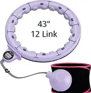 43inch 12 Knots Silent Weighted Workout Hoop for Adults Weight Loss，with Waist Trainer Belt for Woman