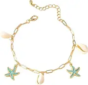 [Generic] Seashell anklet VanThai Le - Sea Star Shell Anklet Chain Simple Summer Vacation Jewelry Accessories