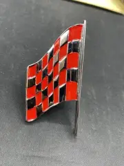 Chrome / Red Checker Flag Auto Emblem
