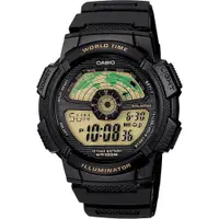 在飛比找誠品線上優惠-CASIO 卡西歐 10年電力 雷達式世界地圖手錶-黑 AE