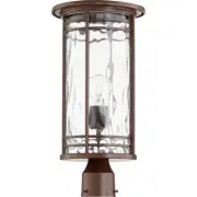 Quorum Larson 1 Light 9.25' Post, Oiled Bronze/Clear Hammered Glass - 7918-9-186