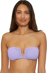 [BECCA] Women's Color Code Shirred Bandeau Bikini Top, Adjustable, Tie Back, Swimwear Separates