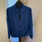 Edgar + Ash Mens Windbreaker Jacket Size Small Sky Blue Button