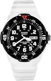 [Casio] MRW200HC-7B Mens Black Analog Watch with White Band
