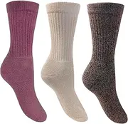 [Since 2013 Bramble] Bramble - Ladies All Terrain Socks with Biome Linseed | 3 Pairs | U.K. Size 4-7 | Berry/Oat/Brown Ladies walking boot socks, cotton rich, outdoor comfort hiking, outdoor activity socks,