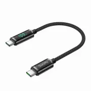 SOOPII 100W USB C to USB C Cable, 1FT Nylon Braided Type-C Cable with LED Displa