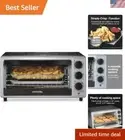 Simply-Crisp Black Air Fryer Toaster Oven Combo - 4 Functions, 6 Slice Capacity