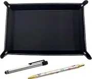 Japanese grain cowhide leather pen tray black metal touch stick silver and floral ballpoint pen set TRASB-ALST-HS380B