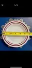Pyrex Tableware White with Ruby Red Band Saucers 5 7/8 Milk Glass”