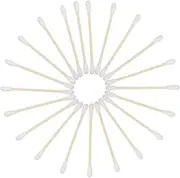 KICHOUSE Bamboo Material Wooden Handle Cotton Swabs 100 Pcs Pack Sterilized for Ear Cleaning and Makeup Detailing