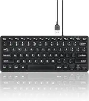 Perixx PERIBOARD-432 Wired Mini USB Keyboard - X Type Scissor Keys - Big Print Keys - US English, Black
