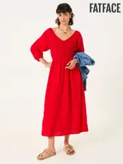 FatFace Adele Red Midi Dress (W53231) | $159