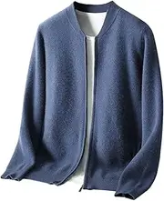 [Dninmim] Men's Wool Sweater Zipper Cardigan Knitwear Thick Soft Warm Business Casual Sweater Coat Tops