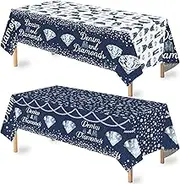Denim & Diamonds Party Tablecloth 2pcs Denim Themed Blue Jacket Jeans Plastic Tablecloth for Bachelorette Bridal Birthday Wedding Engagement Party Supplies