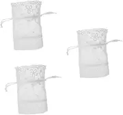 FRCOLOR 3pcs Drawstring Jewelry Bag Organza present Pouch with Floral Lace for Festivals Storage and Wrapping Treats for Candy Cookies and Trinkets