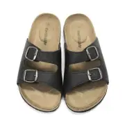 Boys 2 Strap Leather Slides Sandals Cork Footbed Summer Sandals NEW